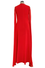 Dreamy Resort 2019 Givenchy by Clare Waight Keller Red Silk Dress w Sequins & Floor Length Sleeves