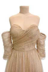 Magical Fall 2021 Christian Dior by Maria Grazia Chiuri Fine Gold Metallic Net Dress w Full Skirt