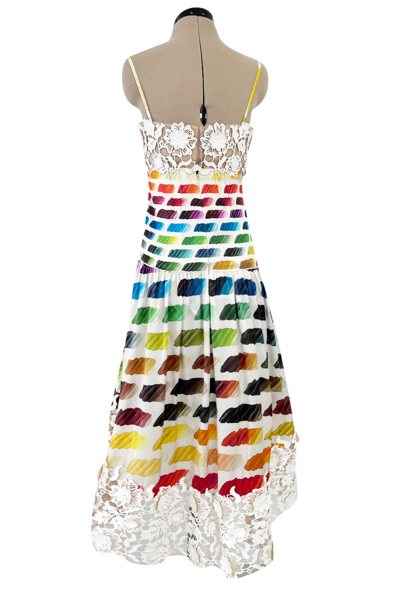 Hugely Documented Spring 2014 Chanel by Karl Lagerfeld Rainbow Print & Lace Runway Dress