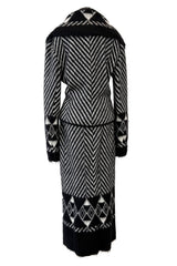 Exquisite & Rare Fall 1999 John Galliano Mohair Angora Printed Jacket Skirt Suit
