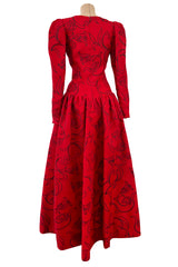 Stunning Fall 1994 Givenchy Haute Couture Original Runway Sample Dress w Front Black Bow