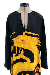 Pre-Fall 2022 Valentino by Pierpaolo Piccioli Black Silk Brilliant Dragon Printed Caftan Dress