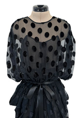 Chic Fall 1979 Givenchy by Hubert de Givenchy Runway Black Silk & Velvet with Inner Slip