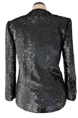 Fall 1980 John Anthony Couture Black Hand Sequin & Beaded Jacket w Incredible Rhinestone Closures