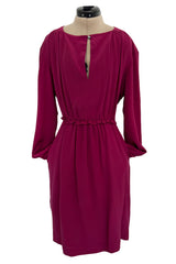 Chic Early 2000s Chloe Deep Burgundy Merlot Coloured Simple Silk Shift Dress w Ties