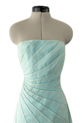 Superb Fall 2005 Richard Tyler Version of Runway Strapless Pale Blue & Ivory Silk Organza Dress