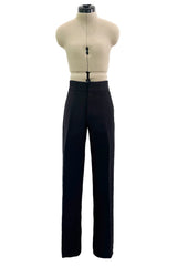 Minimalist Fall 2000 Gucci by Tom Ford Runway Look 3 Black Pant Suit w Leather Collar Detailing