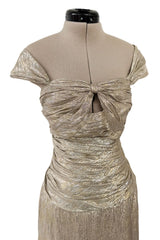 Elegant Resort 2010 Oscar de la Renta Gold Runway Look 48 Metallic Gold & Silver Lame Halter Dress