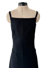 Incredible Fall 1971 Andre Courreges Black Dress w Open Back Detailed w Straps & Bows