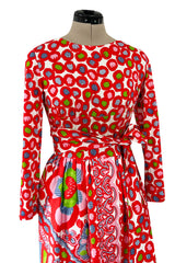 Spring 1974 Lanvin by Jules-Francois Crahay Silk & Cotton Runway Dress in Pink & Red