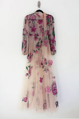 Dreamy Pre-Fall 2020 Valentino by Pierpaolo Piccioli Look 45 Pink Sequin Floral Net Dress