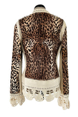 Gorgeous Fall 2005 Christian Dior by John Galliano Leopard Print Goat Skin Jacket w Crochet Detail