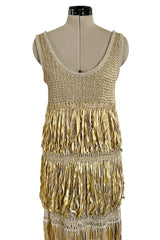 Dreamiest Cruise 2011 Chanel by Karl Lagerfeld Gold Ribbon & Metallic Gold Cord Knit Dress