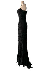c 1995 Gianni Versace Atelier Haute Couture Black Hand-Beaded Dress w Top Stitched Bust