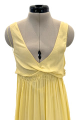 Ethereal 2000s Christian Dior by John Galliano Pale Yellow Silk Chiffon Dress w Barely There Bodice