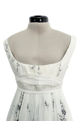 Fall 2003 Alexander McQueen 'Scanners" Runway Look 55 Silk Dress w Silver Sequins & Hand Embroidery
