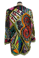 Incredible 1980s Bob Mackie Main Label Fully Sequin & Beaded Oversized Casino Themed Jacket