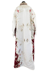 Extraordinary Spring 2022 Valentino by Pierpaolo Piccioli Look 78 Burgundy & White Embroidered Robe Dress