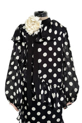 Prettiest Resort 2017 Gucci by Alessandro Michele Black & White Polka Dot Silk Chiffon Dress