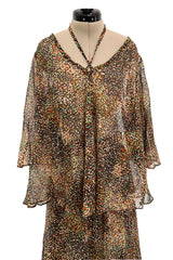 Fantastic 1970s Yves Saint Laurent Light and Airy Top w Curved Sleeves & Tiered Dress Skirt Set