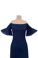 Rare Spring 1972 Christian Dior by Marc Bohan Haute Couture Blue Silk Gazaar Dress