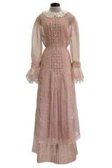 Fall 2020 Gucci by Alessandro Michele Runway Look 29 Dusty Pink Silk Dress & Skirt Overlay Set