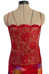 1970s Galanos Couture Silk Chiffon Pant & Over Dress Set w Metallic Lace Detailing