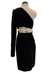 Spring 2015 Versus Versace Runway Look 15 Black Stretch Bandaid Dress w Gold Pins & Cut Out
