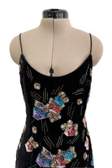 Phenomenal Fall 2005 Giorgio Armani Runway Look 88 Black Velvet Bead & Sequin Dress