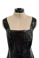 Fantastic Spring 1997 Versace Versus Black Iridescent 'Holographic' Dress as Seen on Fran Drescher