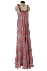 Rare c.1958 Madame Gres Haute Couture Silk Chiffon Dress & Hooded Cape Set