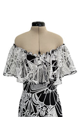 Resort 2017 Valentino by Pierpaolo Piccioli & Maria Grazia Chiuri Collection Look 70 Black Net & White Embroidery Dress