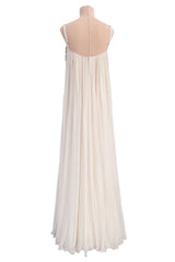 2022 Alexander McQueen by Sarah Burton Silk Chiffon Dress w Silver Bead Detailed Bodice
