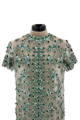 Extraordinary Unlabeled Net Pale Green Dress w Extensive Beading & Sequin Work