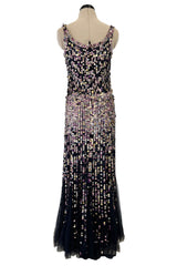 Dreamy Cruise 2006 Chanel by Karl Lagerfeld Weightless Blue Silk Tulle Dress w Iridescent Sequins