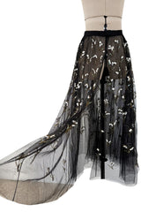 Beautiful Fall 2019 Christian Dior by Maria Grazia Chiuri Runway Look 36 Black Net Bead & Sequin Over Skirt