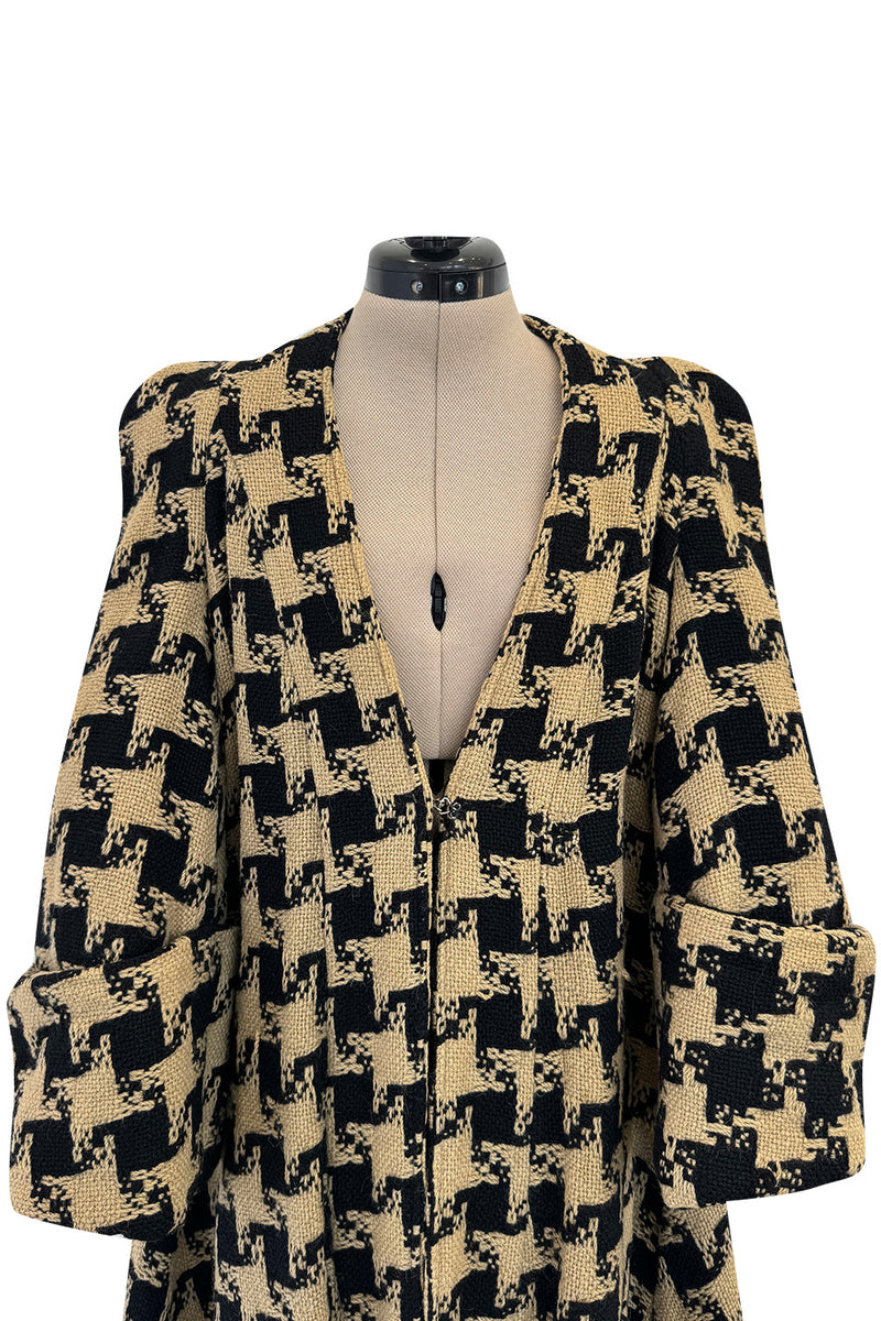 1973 Biba by Barbara Hulanicki Oversized Houndstooth Jacket w Incredible Sleeves & Shoulders