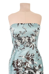 Incredible Fall 2008 Oscar de la Renta Strapless Blue & Silver Grey Floral Silk Brocade Dress
