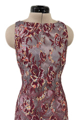 Exceptional Spring 1998 Christian Lacroix Runway Net Lace & French Blue Printed Silk Dress