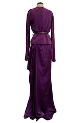 Rare Fall 2007 Christian Dior by John Galliano Runway Look 43 Purple Hammered Silk Top Skirt Dress Set