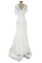 Dreamy Fall 2016 Rodarte Runway Look 40 White Lace, Silk & Net Bias Cut Dress w Hand Done Detailing