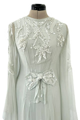 Spectacular Cruise 2011 Christian Dior by John Galliano Pale Seafoam Silk Chiffon Embellished Caftan Dress