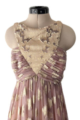 Spring 2006 Bill Blass by Michael Vollbracht Runway Gold & Pale Lavender Halter Dress