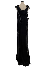 Phenomenal Fall 2006 John Galliano Black Silk Chiffon Dress w Sequins & Beading