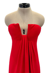 Spring 2000 Valentino Strapless Red Silk Crepe Dress Re-issue of the 1965 Couture Original