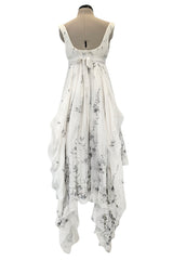 Important Fall 2003 Alexander McQueen 'Scanners" Runway Look 55 White Silk Corset Dress w Silver Sequins & Embroidery