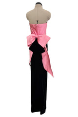 Gorgeous & Chic Fall 1984 Givenchy by Hubery de Givenchy Haute Couture Strapless Pink Silk & Black Velvet Dress