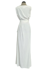 Yves Saint Laurent Spring 1993 minimalist White Dress w Raised Reptile Print