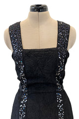 Incredible Cruise 2000 Chanel by Karl Lagerfeld Crinkle Textured Silk Dress w Sequin Detailing