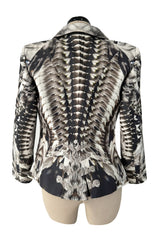 Iconic Spring 2009 Alexander McQueen Look 27 Grey Print Structured and Tailored Jacket